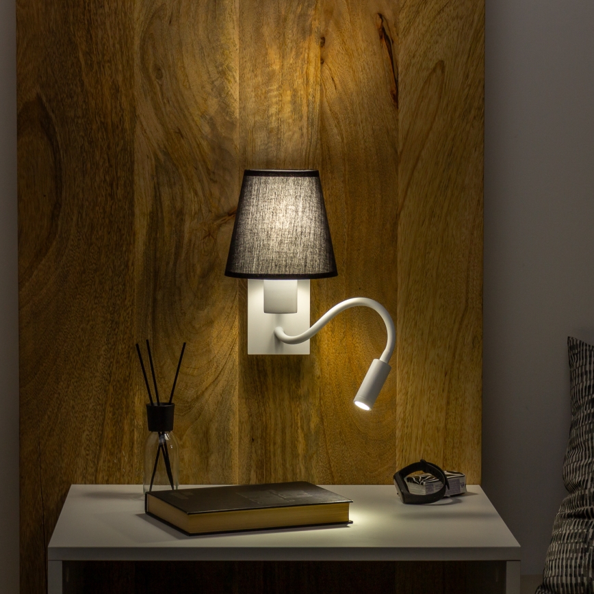 Brilagi - LED Flexibilná nástenná lampa NUBILA 1xE27/25W/230V + LED/3W biela/čierna
