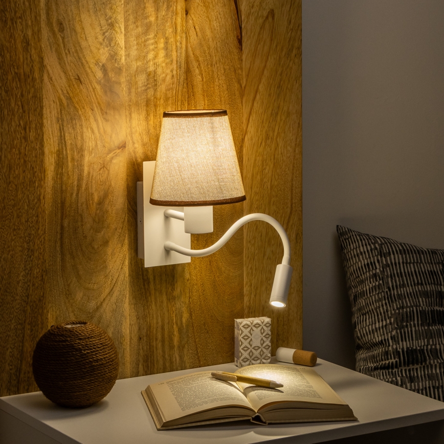 Brilagi - LED Flexibilná nástenná lampa NUBILA 1xE27/25W/230V + LED/3W biela/hnedá