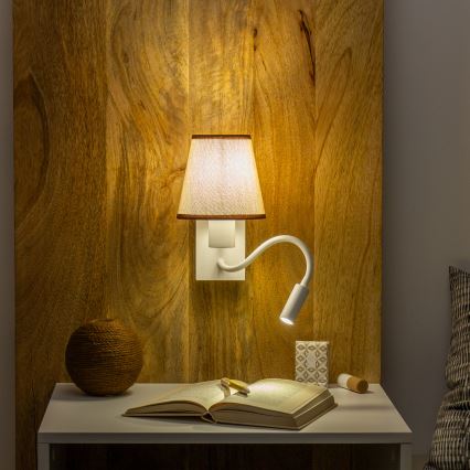 Brilagi - LED Flexibilná nástenná lampa NUBILA 1xE27/25W/230V + LED/3W biela/hnedá