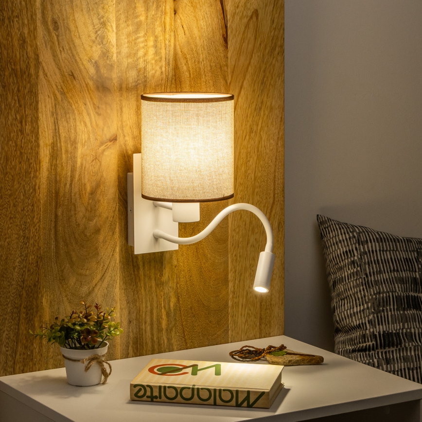 Brilagi - LED Flexibilná nástenná lampa NUBILA 1xE27/25W/230V + LED/3W biela/hnedá