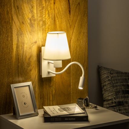 Brilagi - LED Flexibilná nástenná lampa NUBILA 1xE27/25W/230V + LED/3W biela