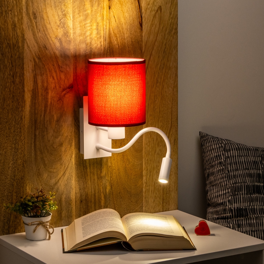 Brilagi - LED Flexibilná nástenná lampa NUBILA 1xE27/25W/230V + LED/3W biela/pompejská červená