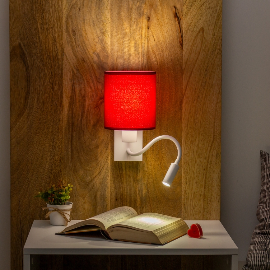 Brilagi - LED Flexibilná nástenná lampa NUBILA 1xE27/25W/230V + LED/3W biela/pompejská červená