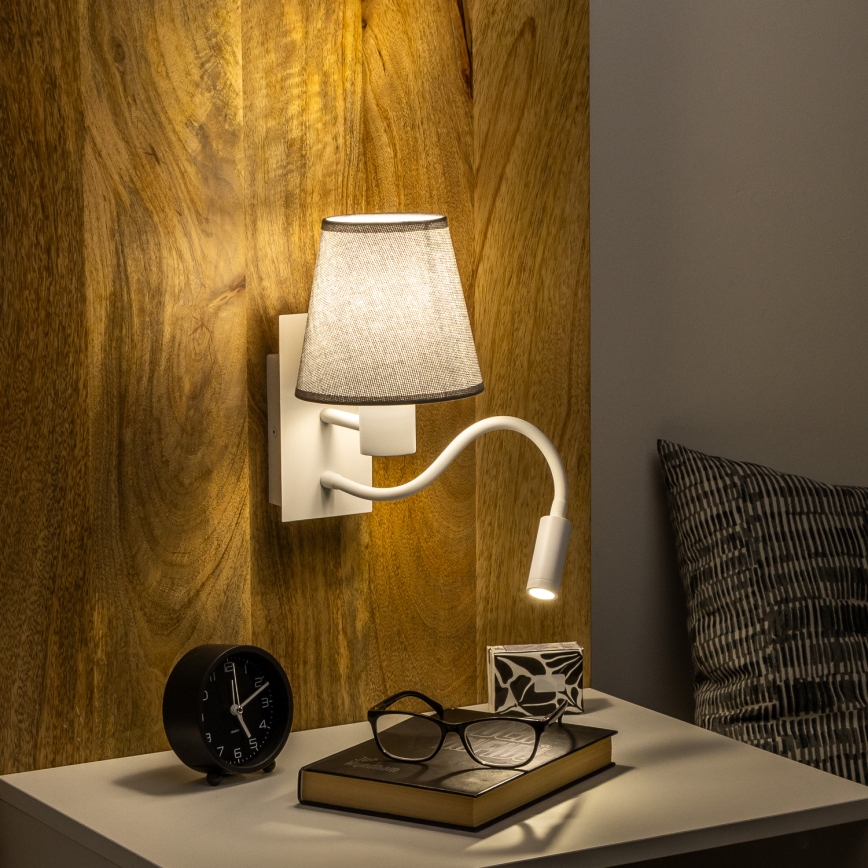 Brilagi - LED Flexibilná nástenná lampa NUBILA 1xE27/25W/230V + LED/3W biela/šedá