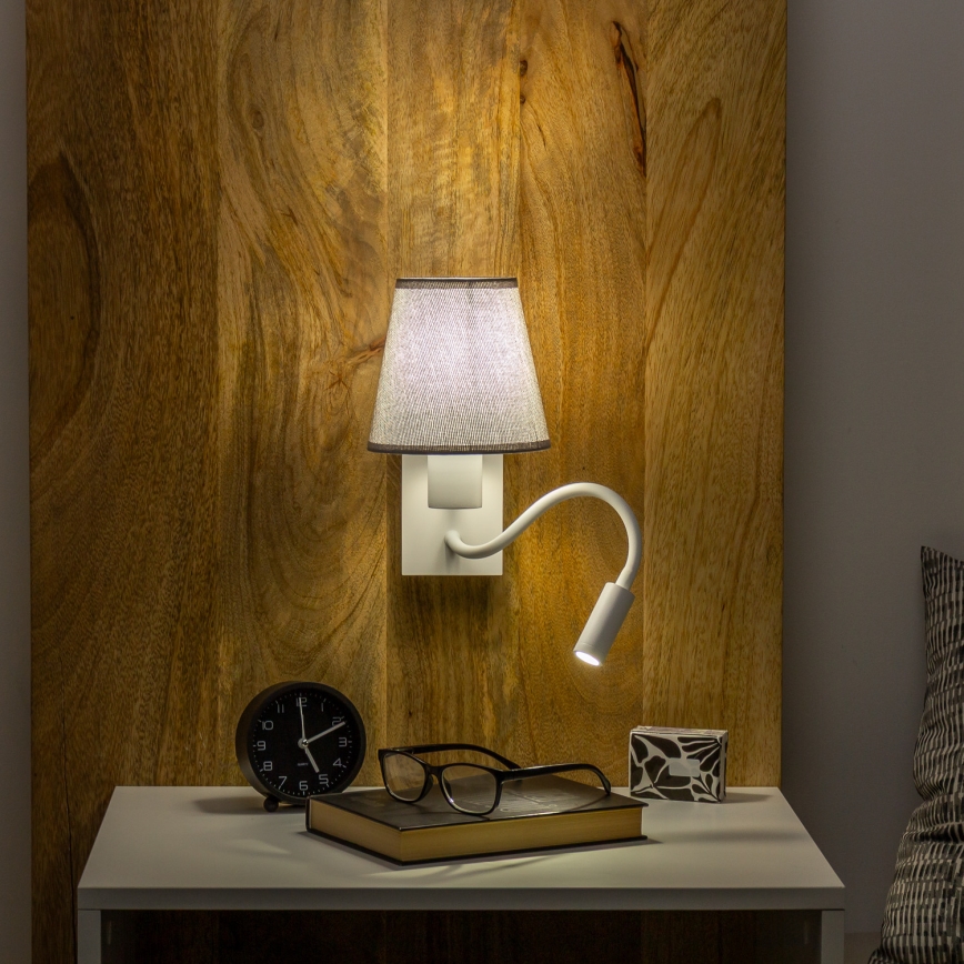 Brilagi - LED Flexibilná nástenná lampa NUBILA 1xE27/25W/230V + LED/3W biela/šedá
