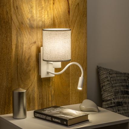 Brilagi - LED Flexibilná nástenná lampa NUBILA 1xE27/25W/230V + LED/3W biela/šedá