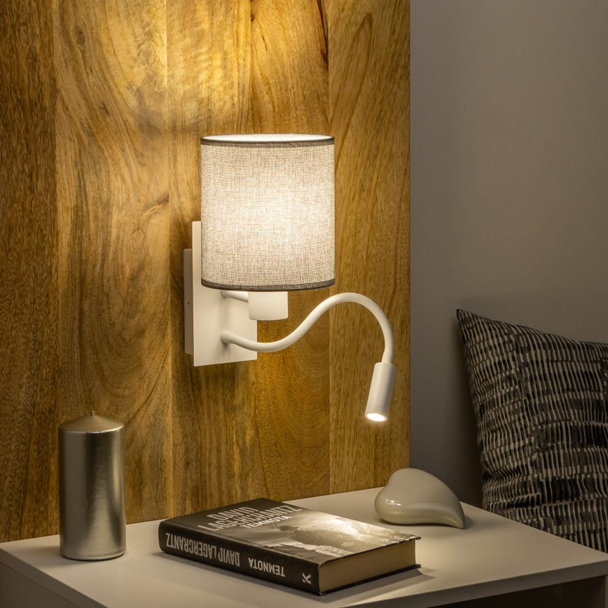Brilagi - LED Flexibilná nástenná lampa NUBILA 1xE27/25W/230V + LED/3W biela/šedá