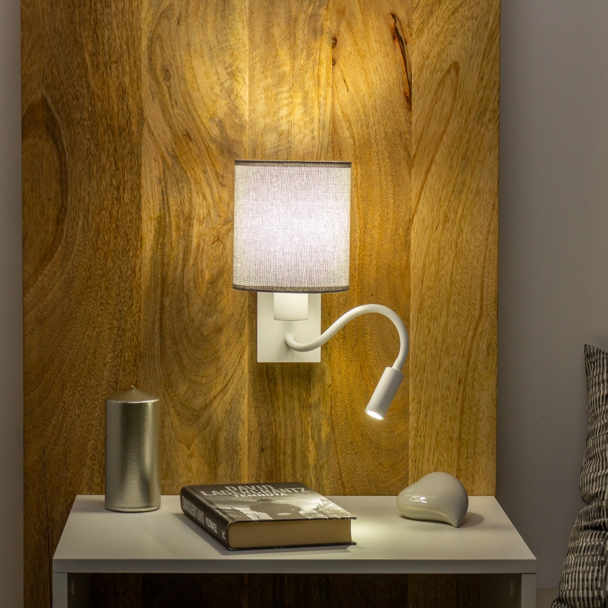 Brilagi - LED Flexibilná nástenná lampa NUBILA 1xE27/25W/230V + LED/3W biela/šedá