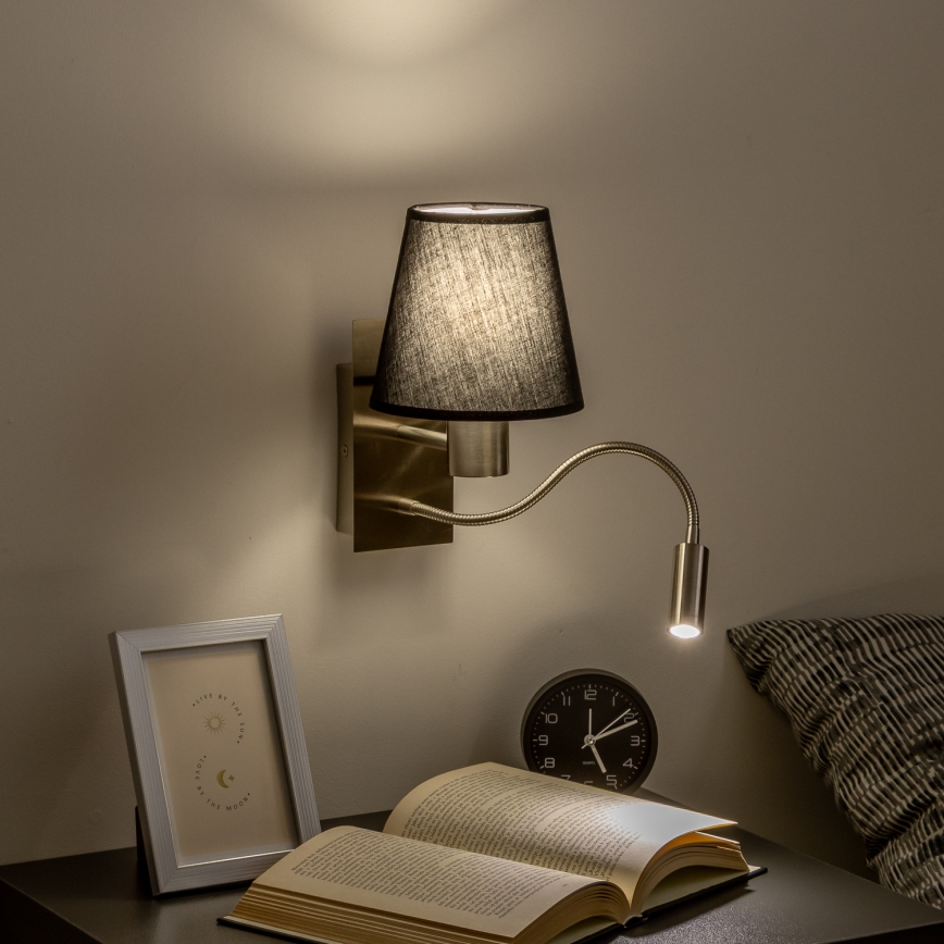 Brilagi - LED Flexibilná nástenná lampa NUBILA 1xE27/25W/230V + LED/3W matný chróm/čierna