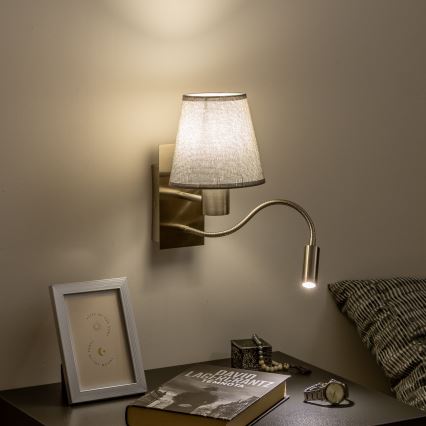 Brilagi - LED Flexibilná nástenná lampa NUBILA 1xE27/25W/230V + LED/3W matný chróm/šedá