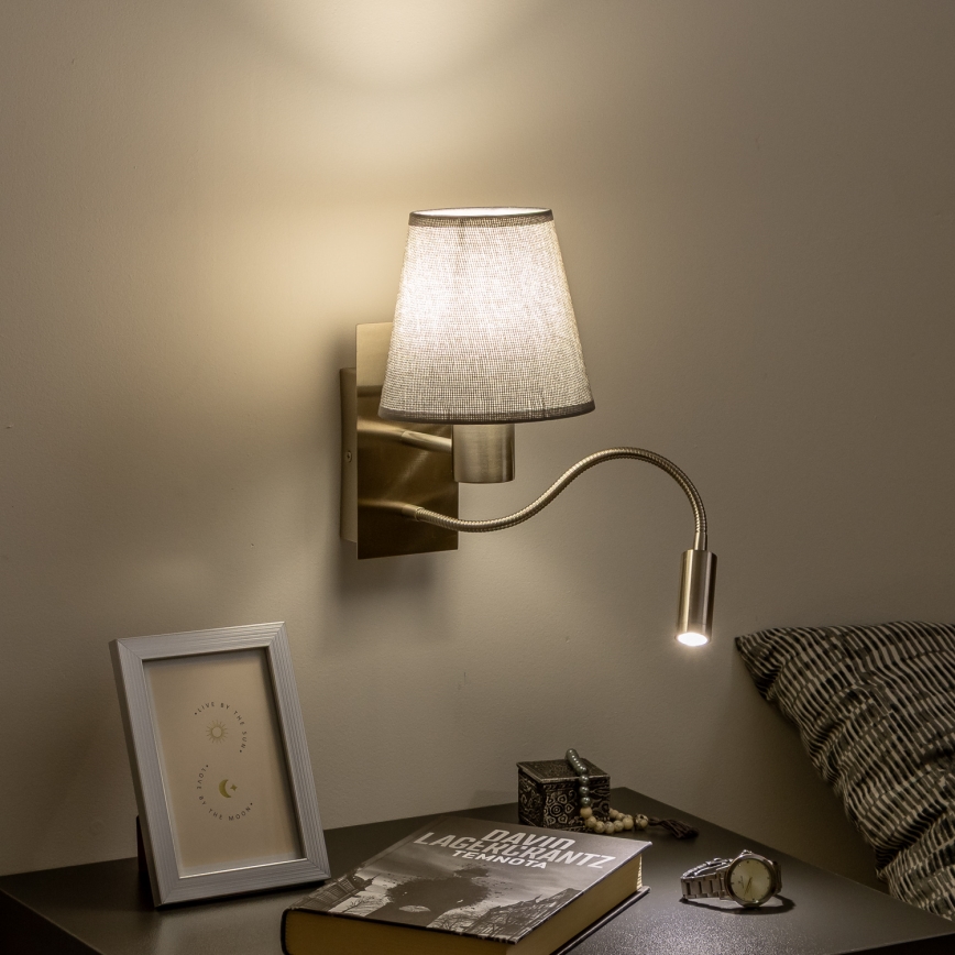 Brilagi - LED Flexibilná nástenná lampa NUBILA 1xE27/25W/230V + LED/3W matný chróm/šedá