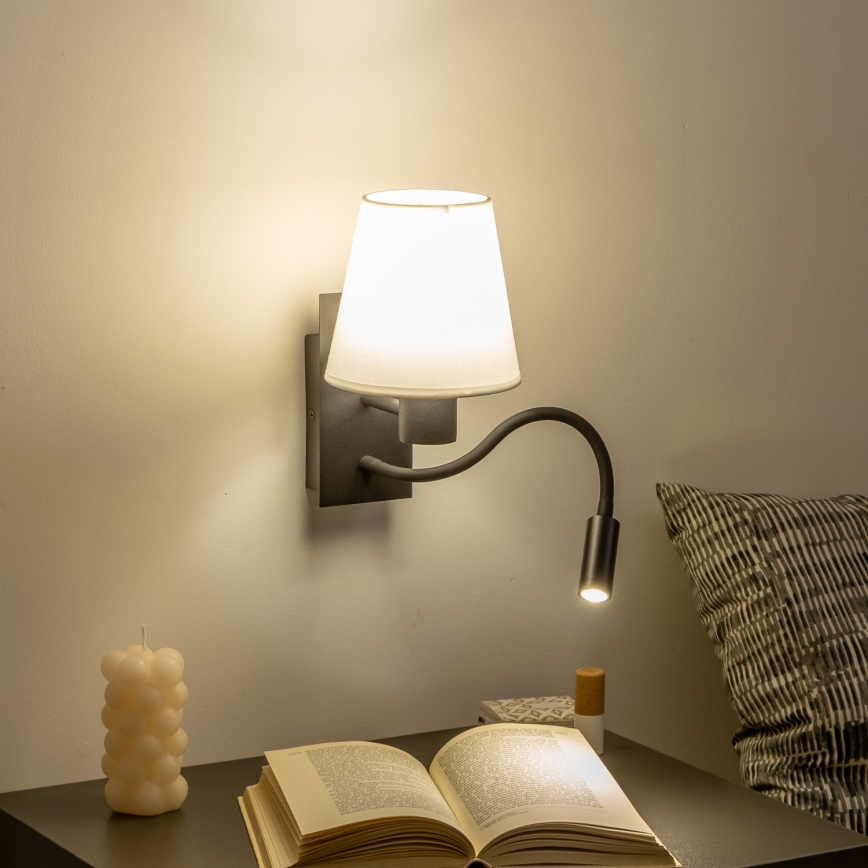 Brilagi - LED Flexibilná nástenná lampa NUBILA 1xE27/25W/230V + LED/3W čierna/biela