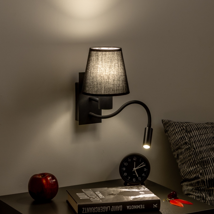 Brilagi - LED Flexibilná nástenná lampa NUBILA 1xE27/25W/230V + LED/3W čierna