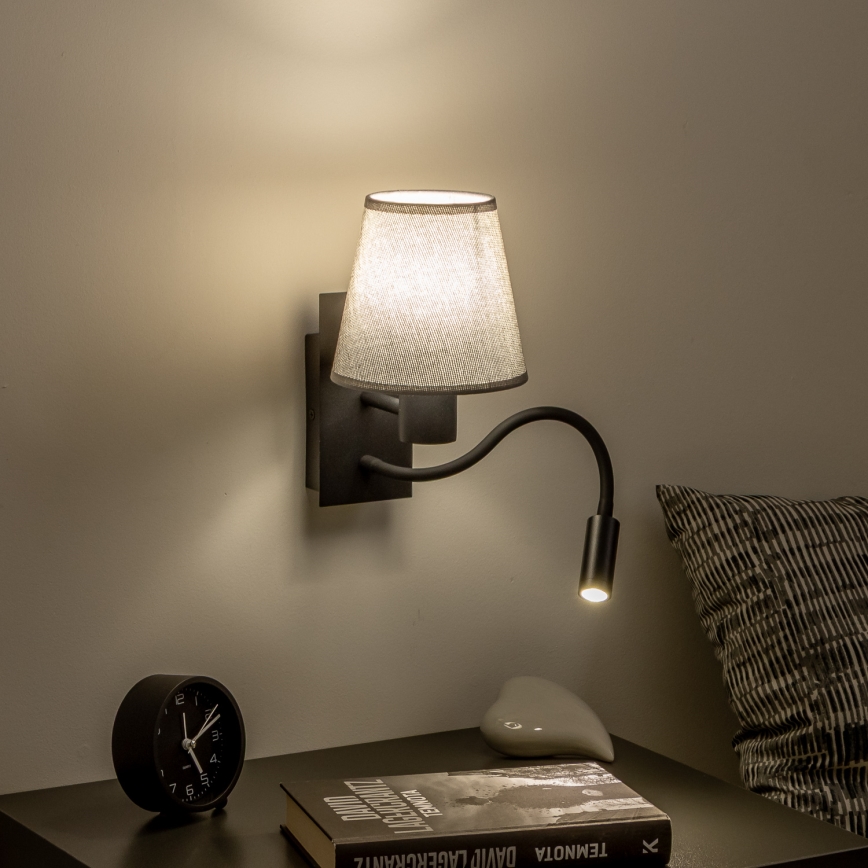 Brilagi - LED Flexibilná nástenná lampa NUBILA 1xE27/25W/230V + LED/3W čierna/šedá