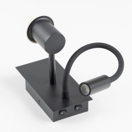 Brilagi - LED Flexibilná nástenná lampa NUBILA 1xE27/25W/230V + LED/3W čierna/šedá
