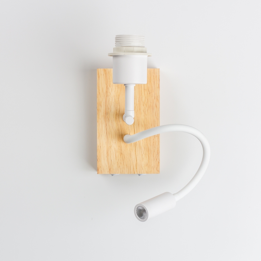 Brilagi - LED flexibilná nástenná lampa NUBILA WOOD 1xE27/25W/230V + LED/3W dub/biela/svetlošedá