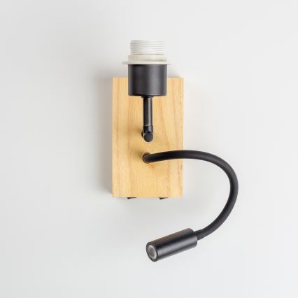 Brilagi - LED flexibilná nástenná lampa NUBILA WOOD 1xE27/25W/230V + LED/3W dub/čierna/svetlošedá
