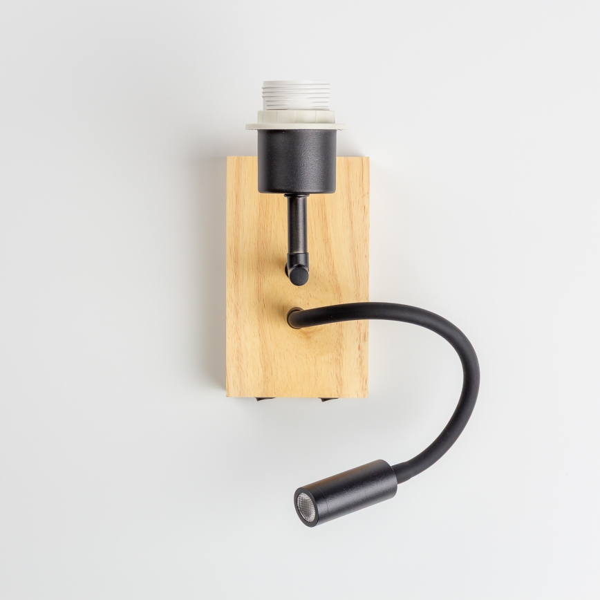 Brilagi - LED flexibilná nástenná lampa NUBILA WOOD 1xE27/25W/230V + LED/3W dub/čierna/svetlošedá