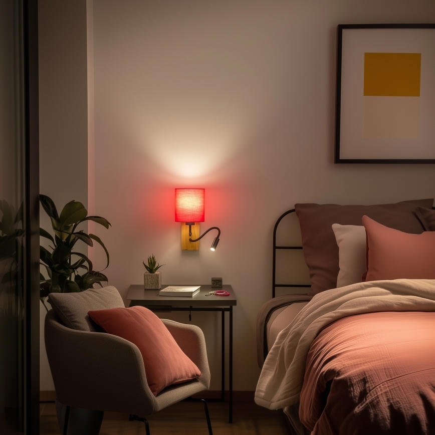 Brilagi - LED Flexibilná nástenná lampa NUBILA WOOD 1xE27/25W/230V + LED/3W dub/ružová