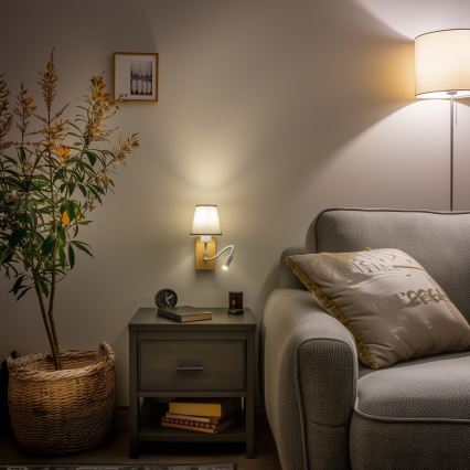 Brilagi - LED Flexibilná nástenná lampa NUBILA WOOD 1xE27/25W/230V + LED/3W dub/šedá
