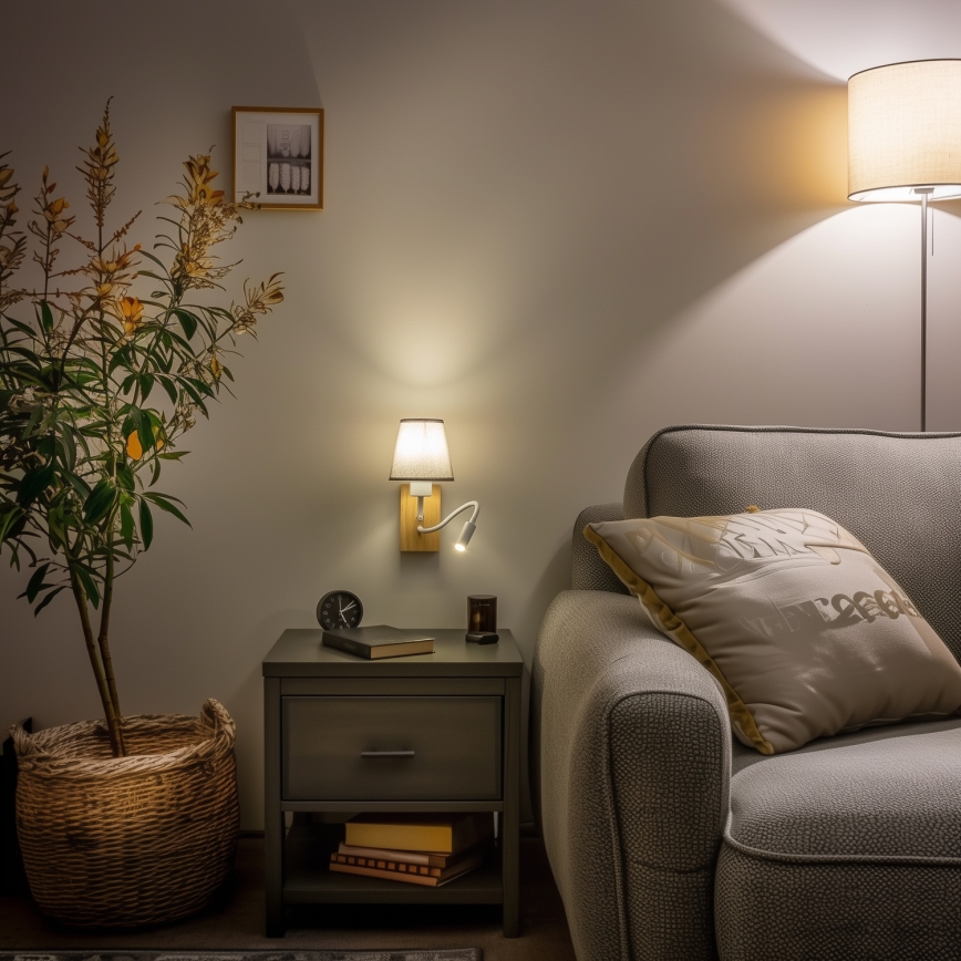 Brilagi - LED Flexibilná nástenná lampa NUBILA WOOD 1xE27/25W/230V + LED/3W dub/šedá