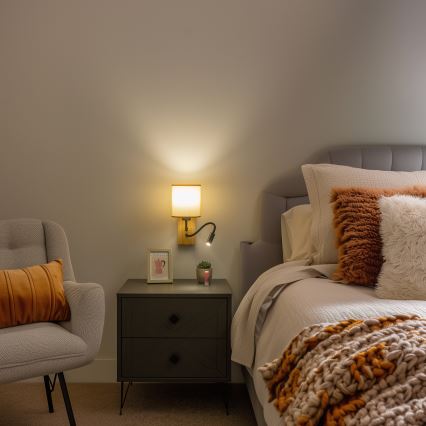 Brilagi - LED Flexibilná nástenná lampa NUBILA WOOD 1xE27/25W/230V + LED/3W dub/svetlohnedá