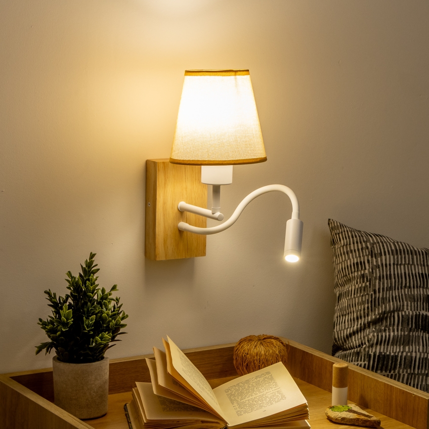 Brilagi - LED Flexibilná nástenná lampa NUBILA WOOD 1xE27/25W/230V + LED/3W dub/svetlohnedá