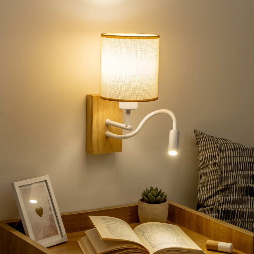 Brilagi - LED Flexibilná nástenná lampa NUBILA WOOD 1xE27/25W/230V + LED/3W dub/svetlohnedá