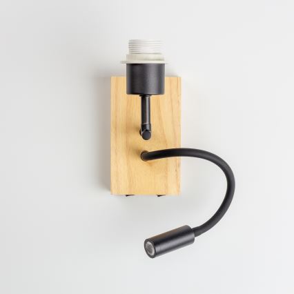 Brilagi - LED Flexibilná nástenná lampa NUBILA WOOD 1xE27/25W/230V + LED/3W dub/tmavomodrá