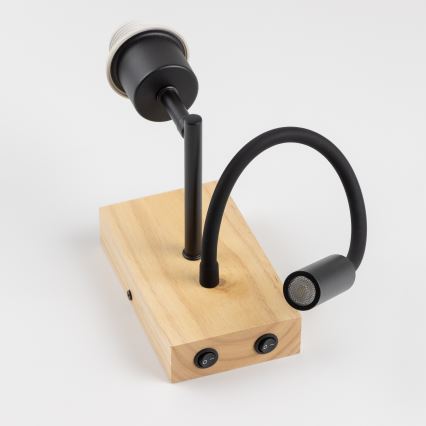 Brilagi - LED Flexibilná nástenná lampa NUBILA WOOD 1xE27/25W/230V + LED/3W dub/tmavomodrá