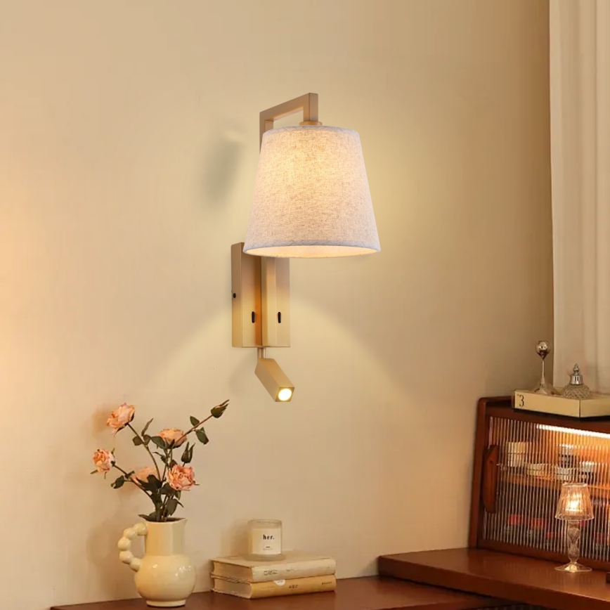 Brilagi - LED Nástenná lampa RAYAS 1xE14/40W/230V + LED/3W ľan/béžová