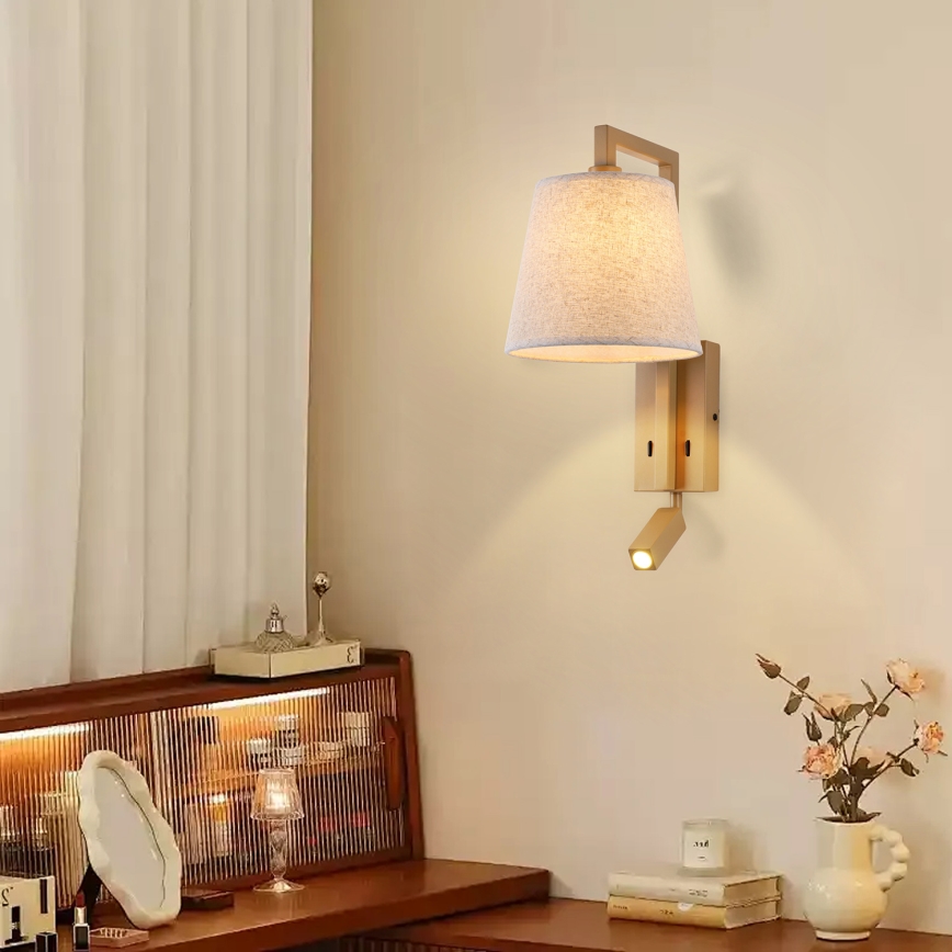 Brilagi - LED Nástenná lampa RAYAS 1xE14/40W/230V + LED/3W ľan/béžová