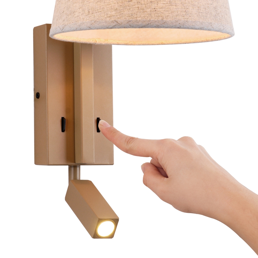 Brilagi - LED Nástenná lampa RAYAS 1xE14/40W/230V + LED/3W ľan/béžová