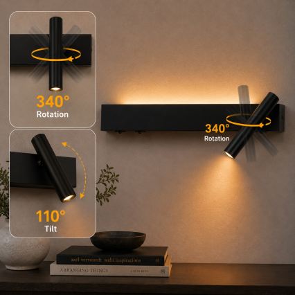 BRILAGI - LED nástenné bodové svietidlo ARLIX LED/3W/230V + LED/7W čierne CRI 90
