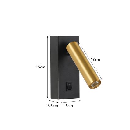 Brilagi - LED Nástenné bodové svietidlo MAYA LED/3W/230V 4000K čierna/zlatá