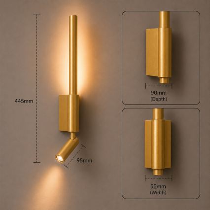 BRILAGI - LED nástenné bodové svietidlo VIXON LED/3W/230V + LED/5W zlaté CRI 90