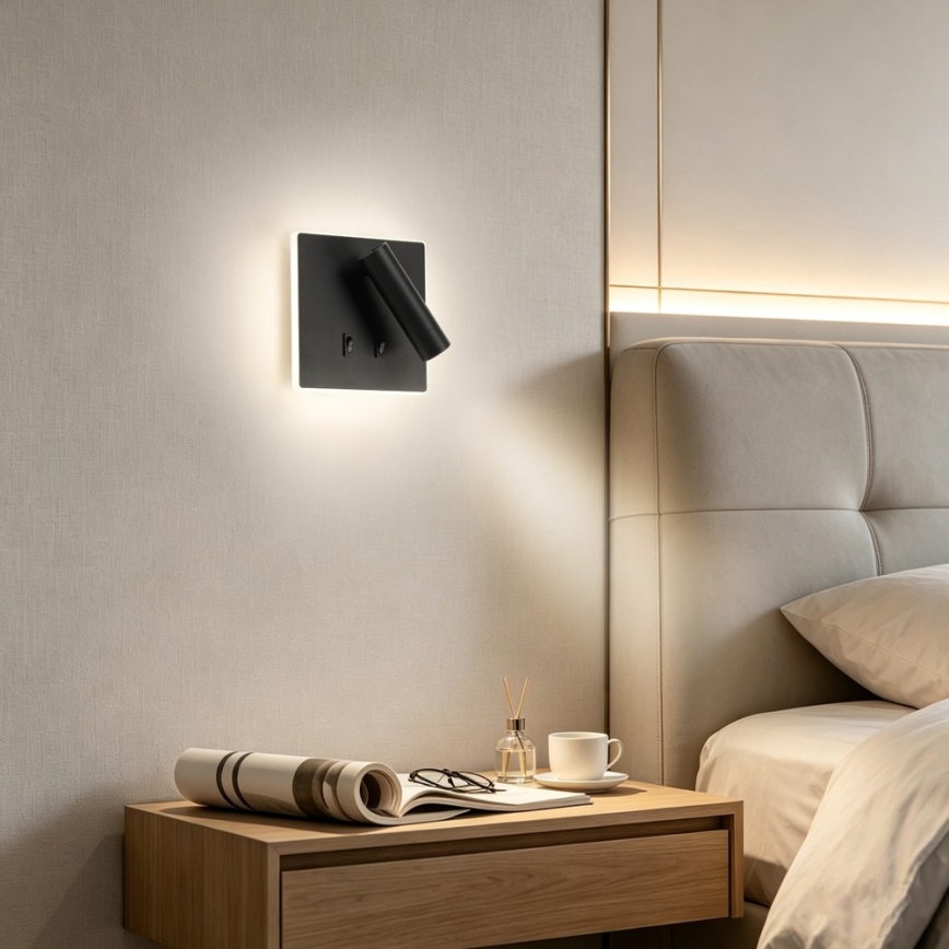 BRILAGI - LED Nástenné bodové svietidlo ZAYA DOUBLE LED/8W/230V + LED/3W čierna
