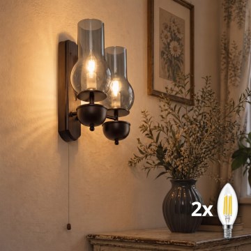 BRILAGI - LED nástenné svietidlo COTTAGE 2xE14/40W/230V buk/dymovošedá
