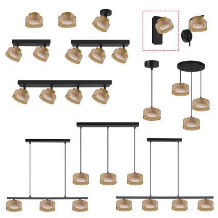 Brilagi - LED Nástenné svietidlo s USB portom AURA LUX 1xGX53/30W/230V čierna/zlatá