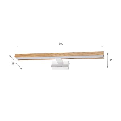 Brilagi - LED kúpeľňové zrkadlové osvetlenie 3v1 WOODY MIRROR LED/12W/230V 60 cm IP44 biela/dub