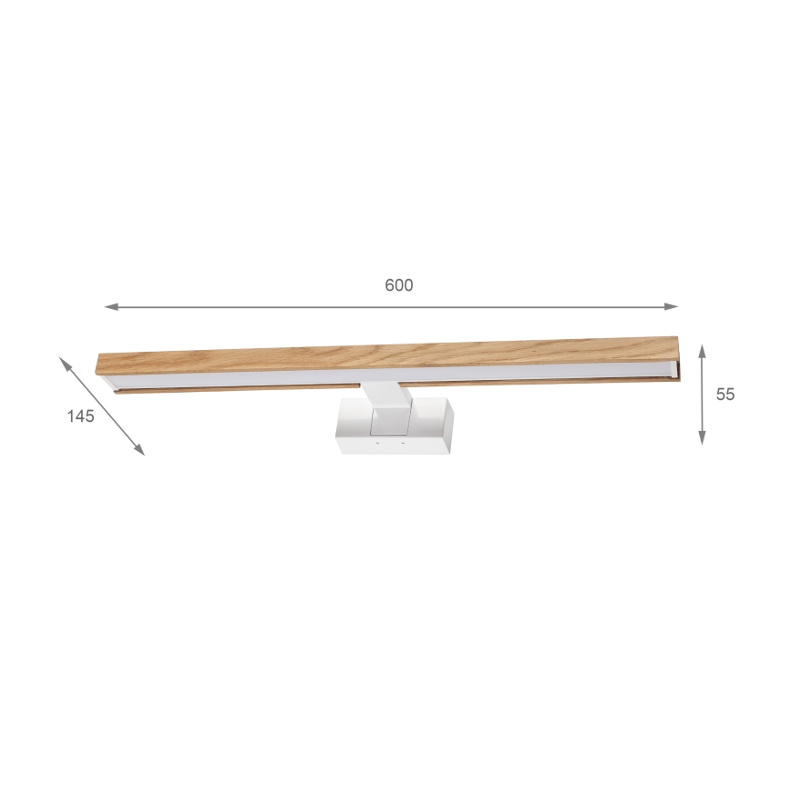 Brilagi - LED kúpeľňové zrkadlové osvetlenie 3v1 WOODY MIRROR LED/12W/230V 60 cm IP44 biela/dub