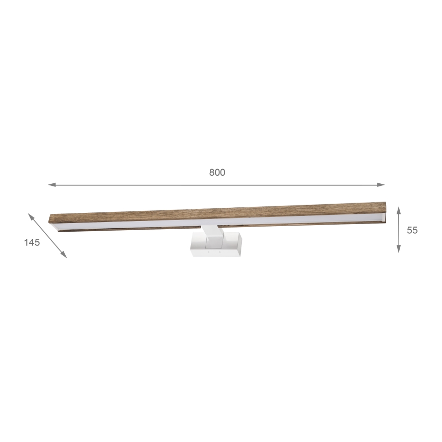 Brilagi - LED osvetlenie kúpeľňového zrkadla WOODY MIRROR 3 v 1 LED/15W/230V 80 cm IP44 biela/dub orech
