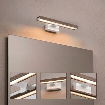 Brilagi - LED osvetlenie zrkadla do kúpeľne WOODY MIRROR 3v1 LED/8W/230V 40 cm IP44 biela/dub