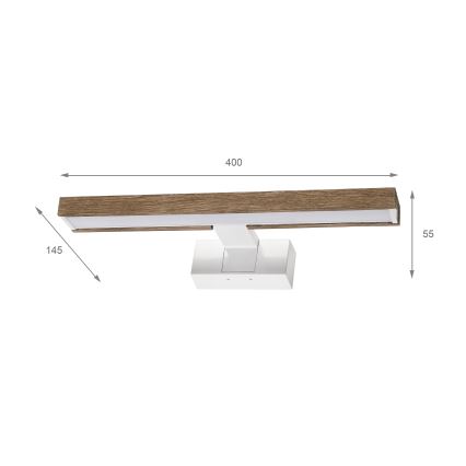 Brilagi - LED osvetlenie zrkadla do kúpeľne WOODY MIRROR 3v1 LED/8W/230V 40 cm IP44 biela/dub