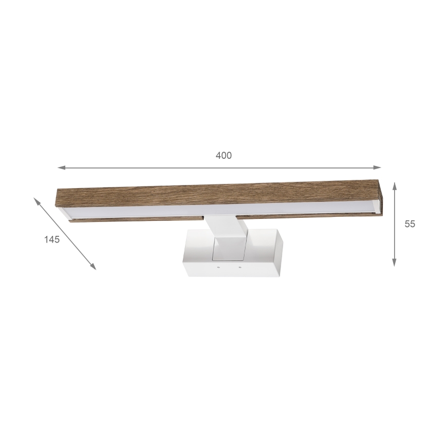 Brilagi - LED osvetlenie zrkadla do kúpeľne WOODY MIRROR 3v1 LED/8W/230V 40 cm IP44 biela/dub