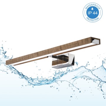 Brilagi - LED osvetlenie zrkadla do kúpeľne 3 v 1 WOODY MIRROR LED/12W/230V 60 cm IP44 lesklý chróm/dubový orech