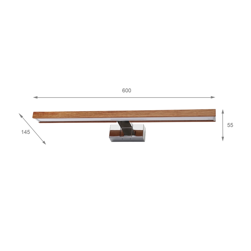 Brilagi - LED Kúpeľňové osvetlenie zrkadla WOODY MIRROR 3v1 LED/12W/230V 60 cm IP44 lesklý chróm/dub čerešňa