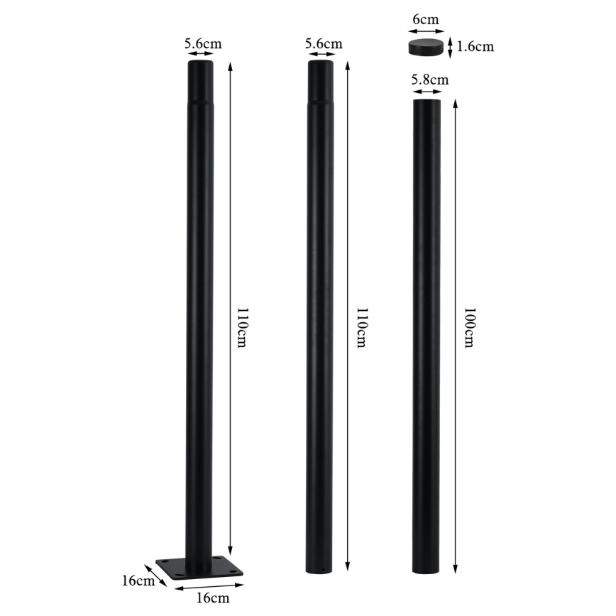 Brilagi - LED pouličná lampa s 3 m stĺpom URBANSPARK LED/60W/230V čierna IP65