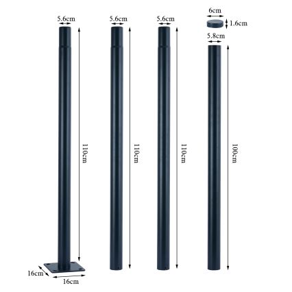 Brilagi - LED pouličné svietidlo so stĺpom 4 m URBANSPARK LED/120W/230V antracit IP65