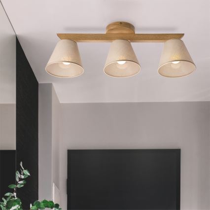 Brilagi - LED  Prisadený luster ANTHONY 3xE14/40W/230V dub/béžová